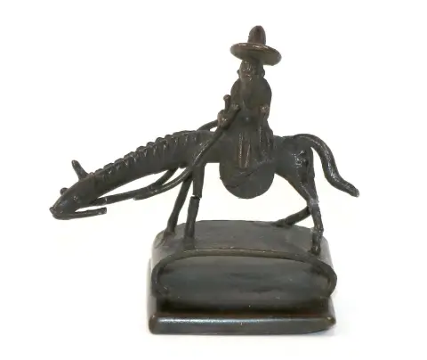 Sceau en bronze Chine – socle carré avec insignes
