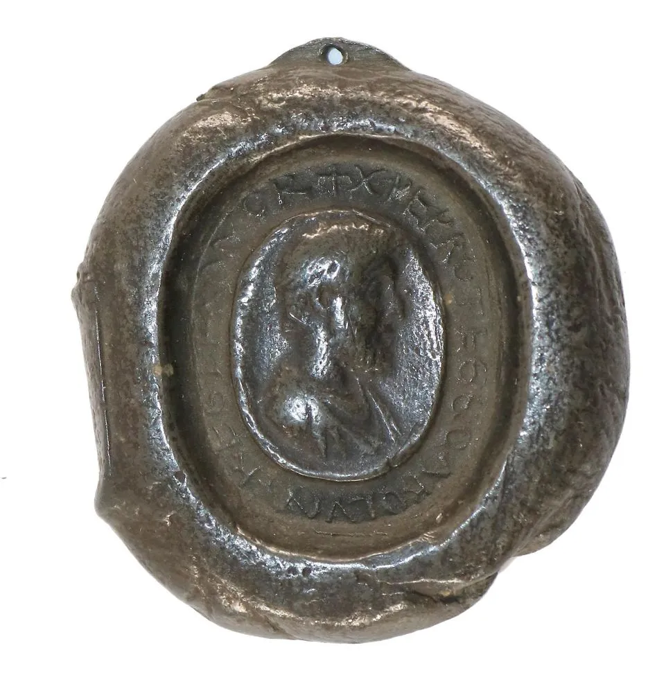 Karl der Grosse, – Metallgußplakette mit Kopfbild u