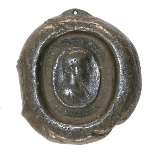 Charlemagne – Plaque en métal moulé avec portrait et inscription