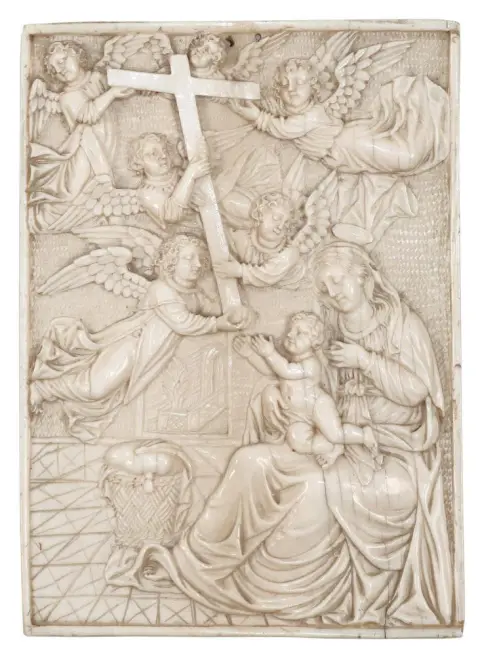 Scène d'Adoration – Vierge et Christ avec anges