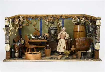 Seltene Puppenstube als Weinstube
