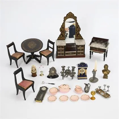 Konvolut Boulle-Möbel und Zubehör für die Puppenstube