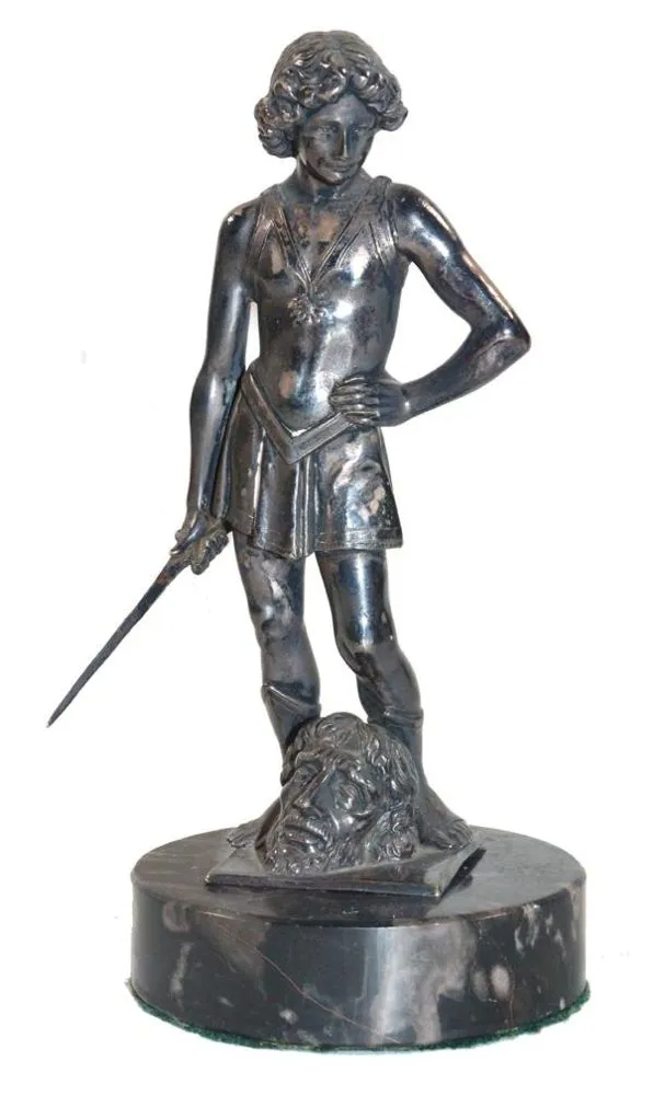 David tegen Goliath. WMF jugendstilfiguur omstreeks 1900