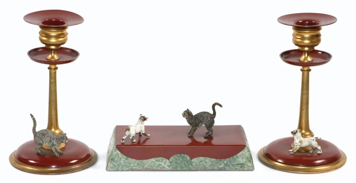 Bronze de Vienne chien et chat
