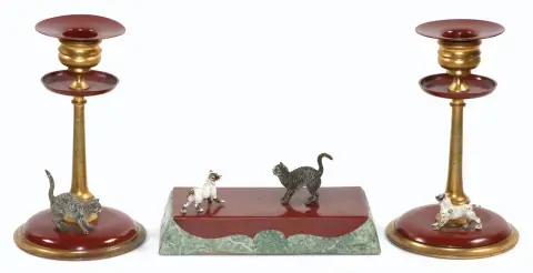 Bronze de Vienne chien et chat