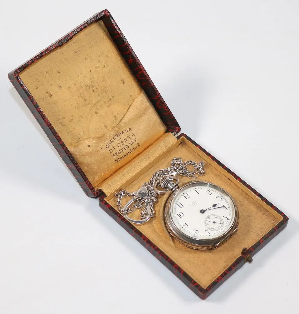 Waltham, prächtige – Taschenuhr mit 925 Silber Uhrenkette