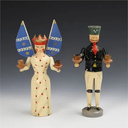 2 Leuchterfiguren. Füchtner-Werkstatt, Oberseiffenbach