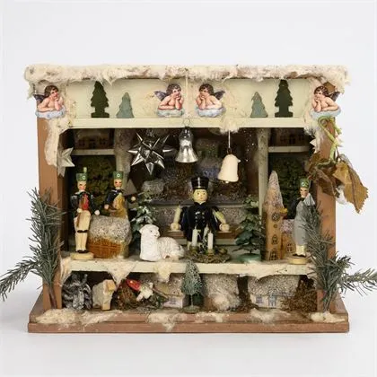 Petit stand de vente de Noël avec jouets de Erzgebirge