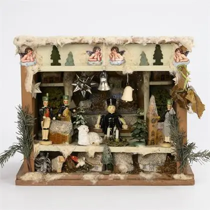 Petit stand de vente de Noël avec jouets de Erzgebirge