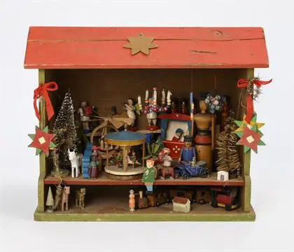 Petit stand de vente de Noël. Erzgebirge