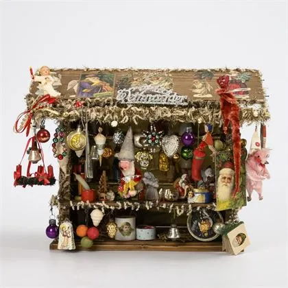 Petit stand de marché avec accessoires de Noël