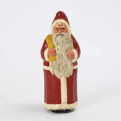 2 anciens Pères Noël en carton, enfants de neige et petit sapin de Noël