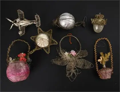 7 pièces d'anciennes décorations de Noël