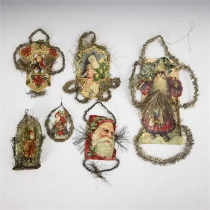 6 anciens pendentifs de sapin de Noël