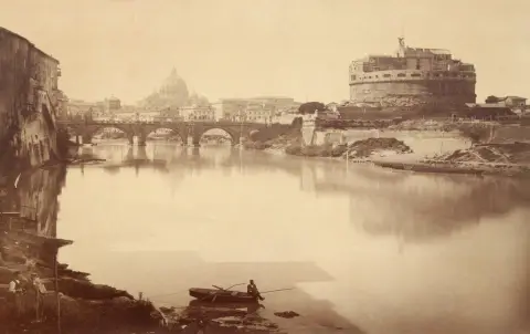 Rom. – Fischer am Tiber nahe der Engelsburg