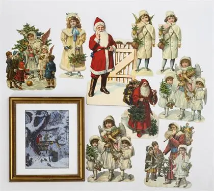 Gouache avec motif de Noël, support en carton et 8 grandes hosties