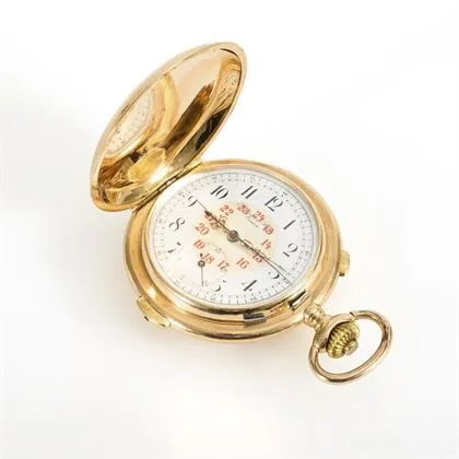 Gold savonnette with repetition and chronograph. Audemars Frères Genève