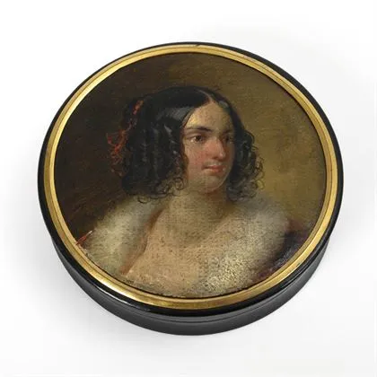 Tabatěrka s portrétem dámy biedermeier