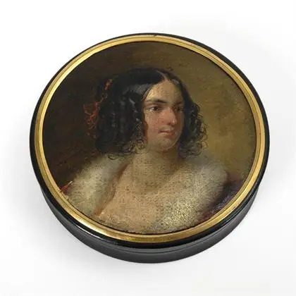 Tabatěrka s portrétem dámy biedermeier