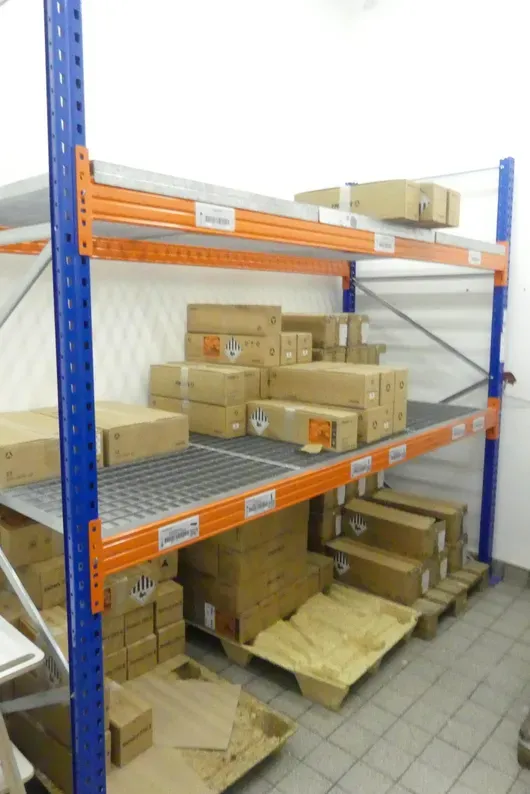Heavy-duty shelving, 1 bay and storage rack, 1 bay, all without contents