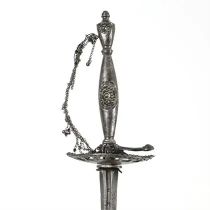 Épée avec lame ancienne et poignée 'cut steel'