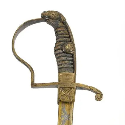 Sabre à tête de lion pour officiers d'artillerie, avec fourreau