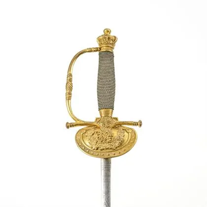 English sword with leather scabbard