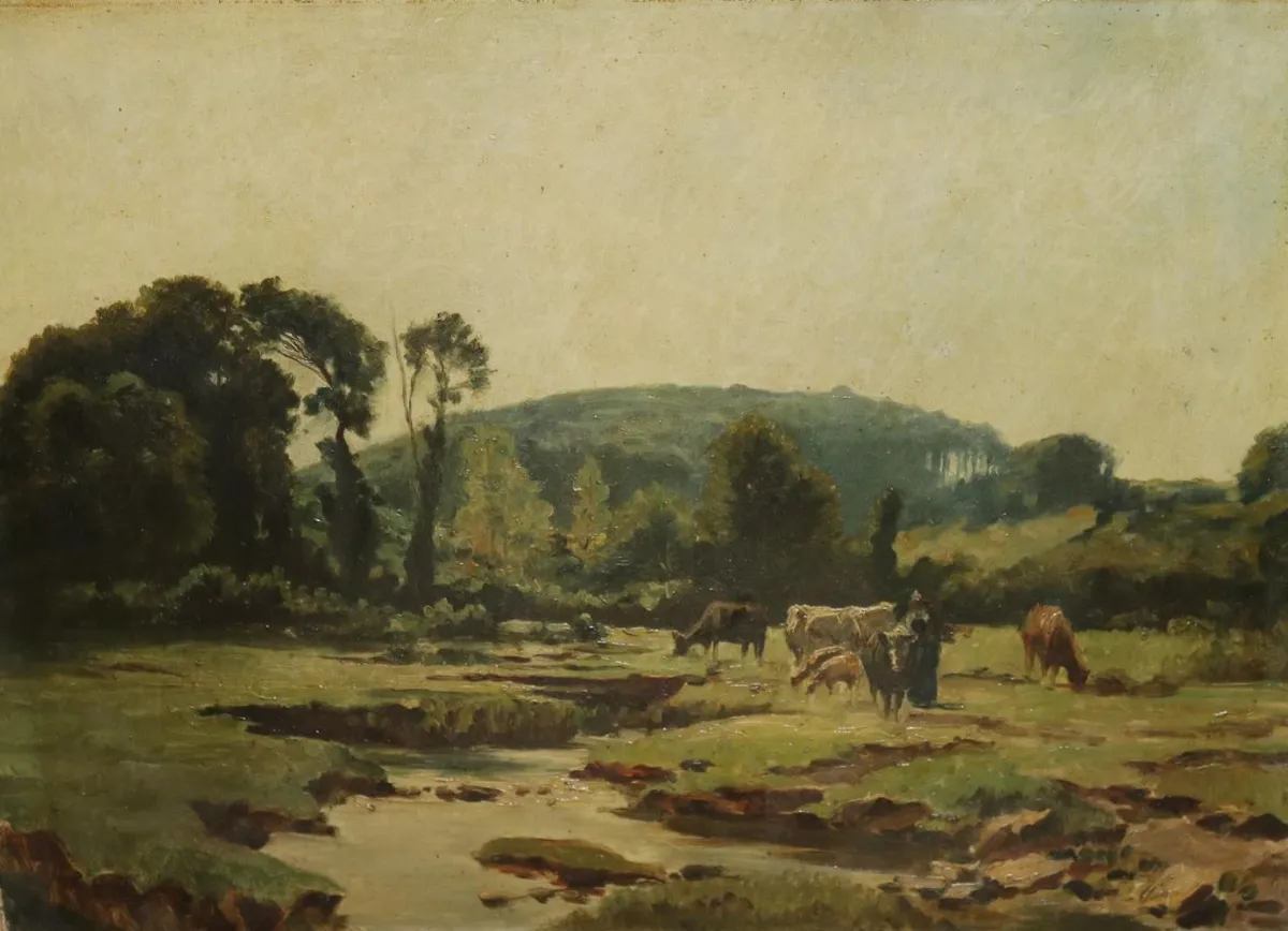 Bergansichten. – 3 Gemälde mit Berglandschaften u