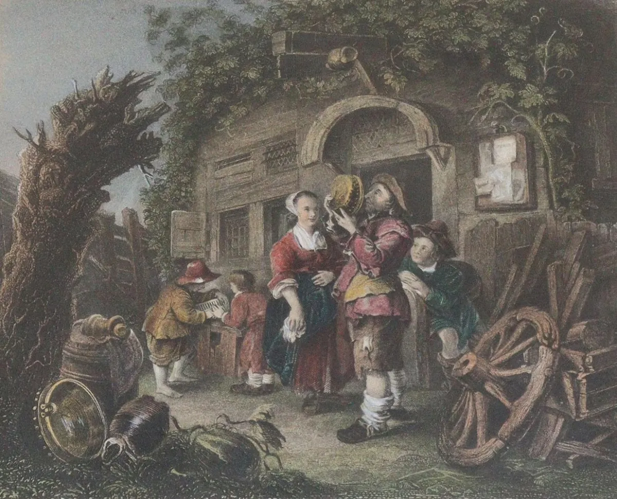 Wirtshausszenen. – 2 Bll