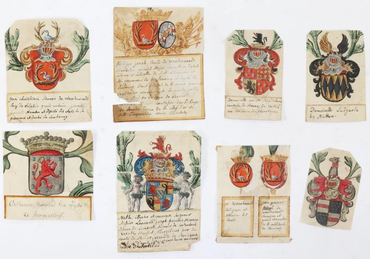 Heraldik. – 55 Wappen eines Stammbuchs "de Woestenraedt" u