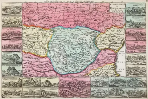 Antique war map. – Transylvania and Ukraine