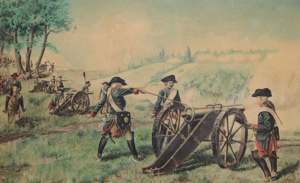 Artillerie. – Historisierende Darstellung wohl preußischer Kanoniere des 18