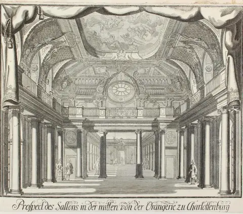Berlin. – 2 interiors of Berlin representative buildings and a commemorative sheet for the wedding of Frederick William of Prussia