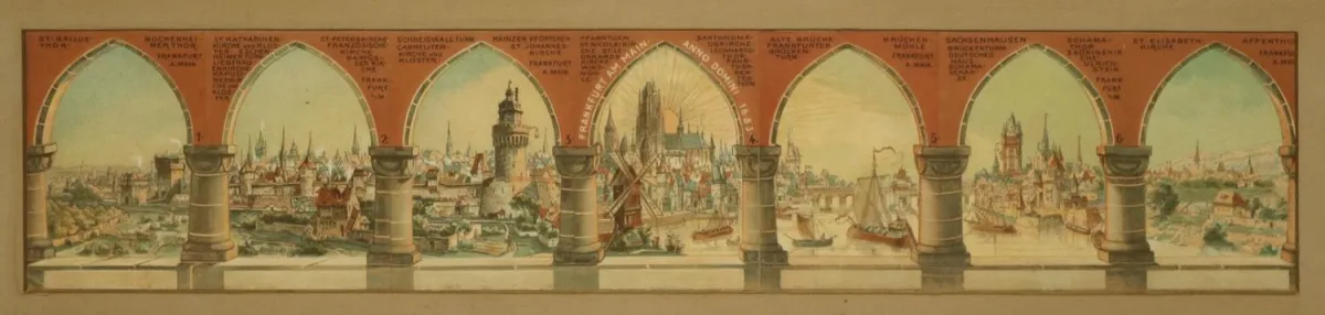 Frankfurt am Main – 7 postcards forming a panorama, around 1901