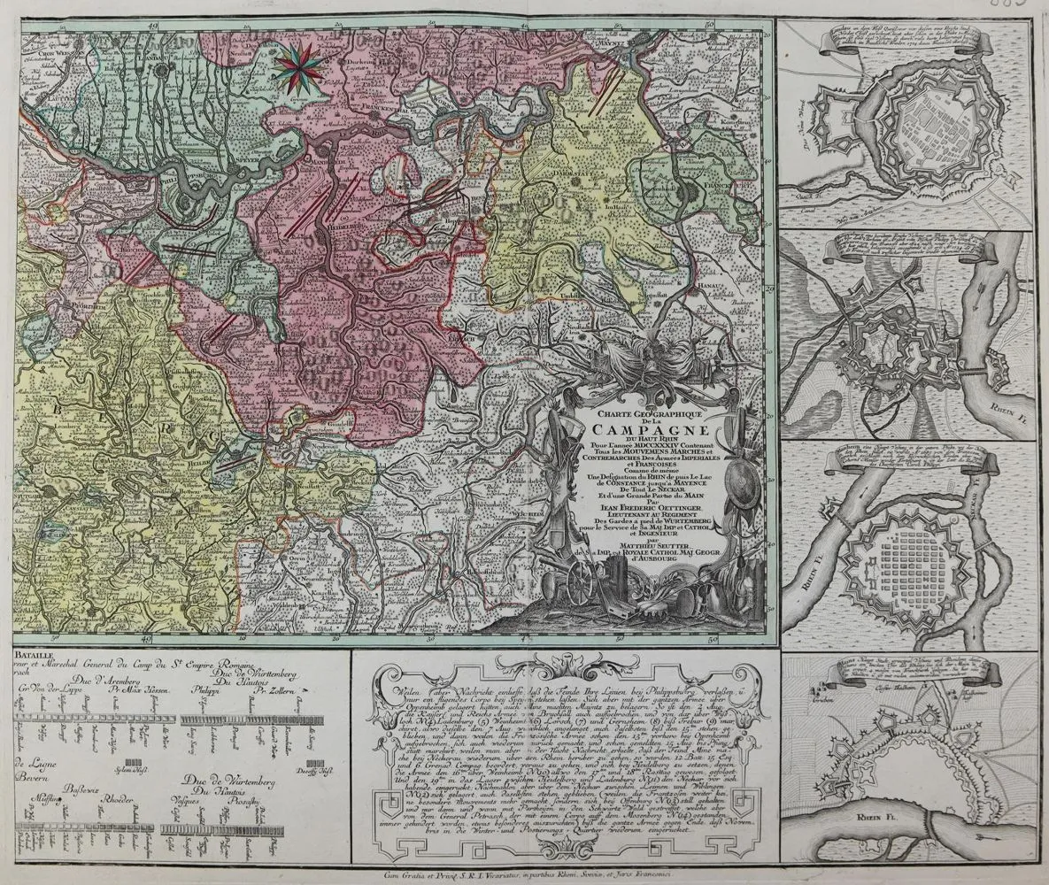 Рейн. – Carte Geographique de la Campagne dü Haut Rhin