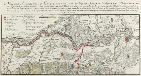 Рейн. – Neüe und Accurate Special Carte von dem Stück des Rheins zwischen Stollhofen und Philipsburg, worin eigentlich