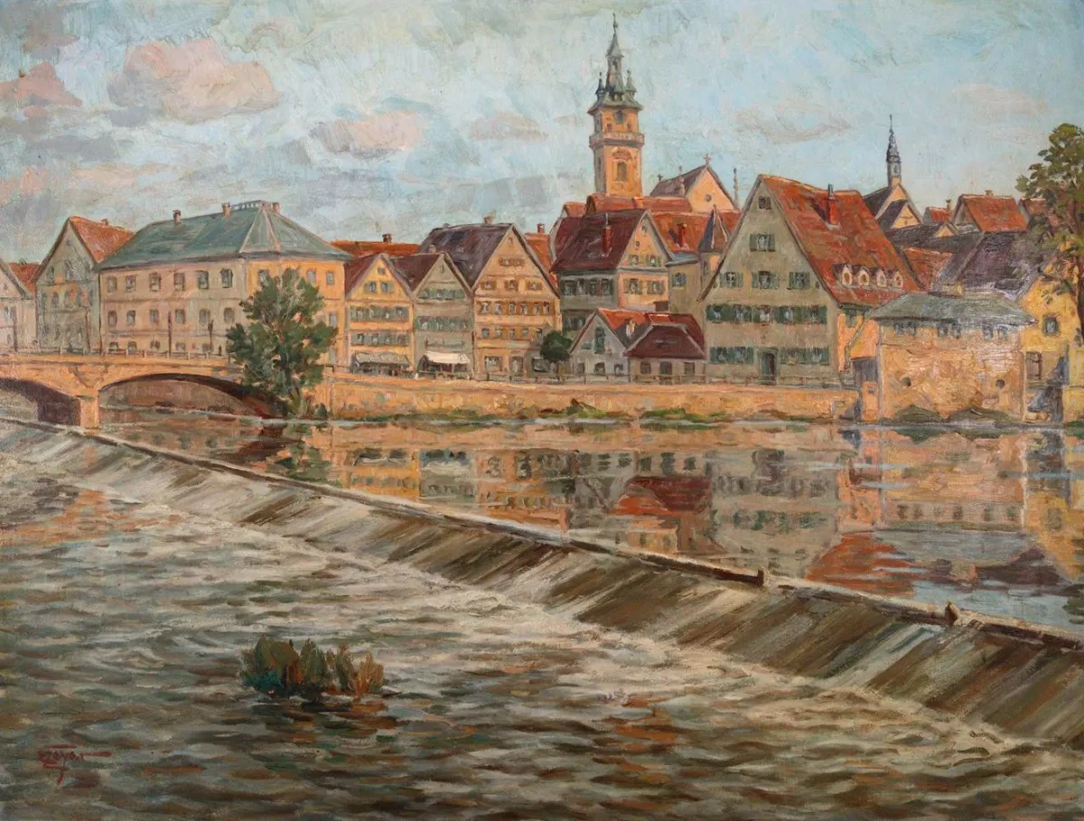 Zeyer, Erich – (1903 Stuttgart 1960) Abendstimmung in Bad Cannstadt