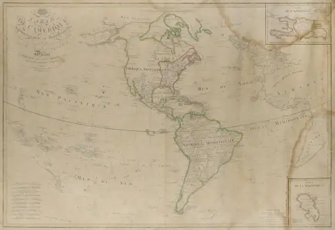 Map – de l' Amérique Septentrionale et Meridionale, ou se trouvent les Decouvertes les plus nouvelles, et les trois V