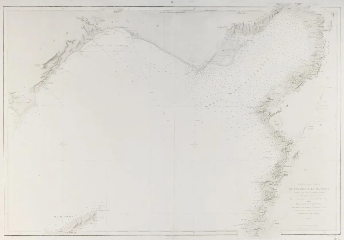 Mapa – Karamanii i Syrii między Lissan el Kahbeh a Latakieh z 1863, na Arches