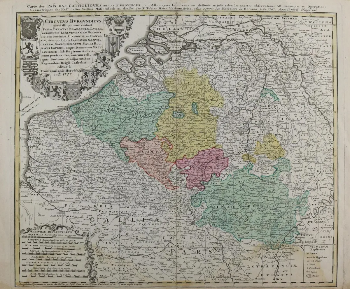 Benelux – Carte des Pays Catholiques ou des X Provinces de L'Allemangne inferieure
