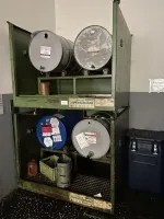 2 Hoffmann oil cabinets, 2-section with drip tray