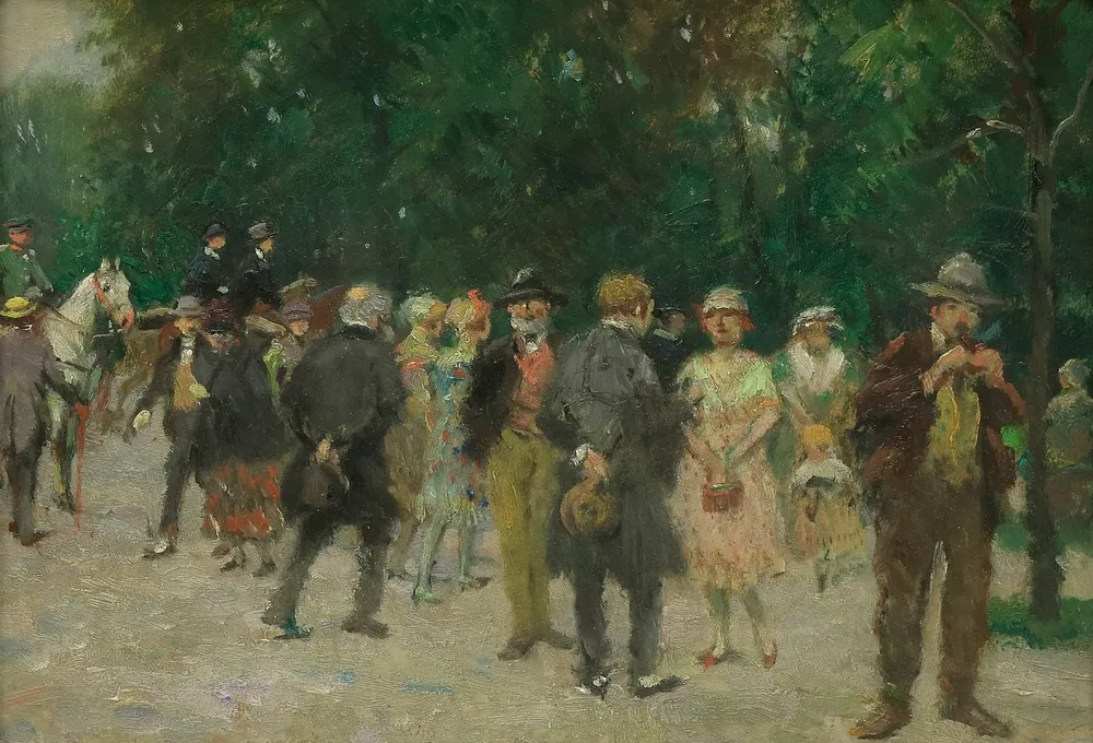 Bachrach-Barée, Emmanuel (1863 Oderberg, Österreichisch Schlesien - 1943 München) – Galante Gesellschaft im Park