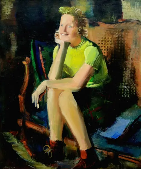 Jacobi, Annot (1894 Berlin - 1981 Munich) – Stella sourit (La fille de l'artiste). 1941. Huile sur toile