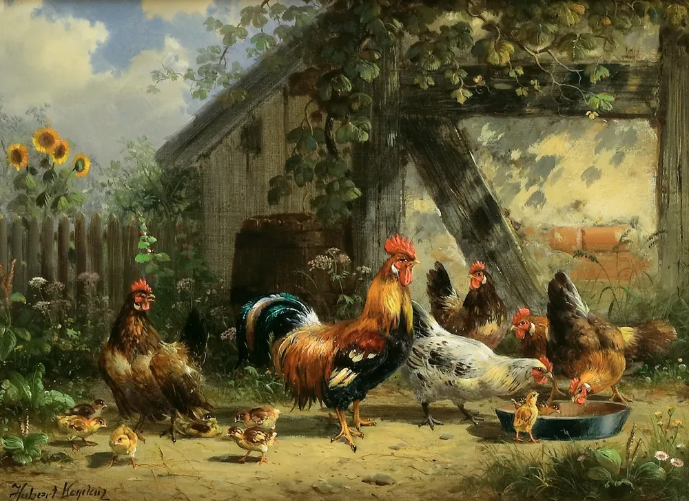 Kaplan, Hubert (1940 Mnichov - 2024 Egling) – Dvorek se slepicemi