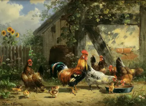 Kaplan, Hubert (1940 Munich - 2024 Egling) – Cour de poules