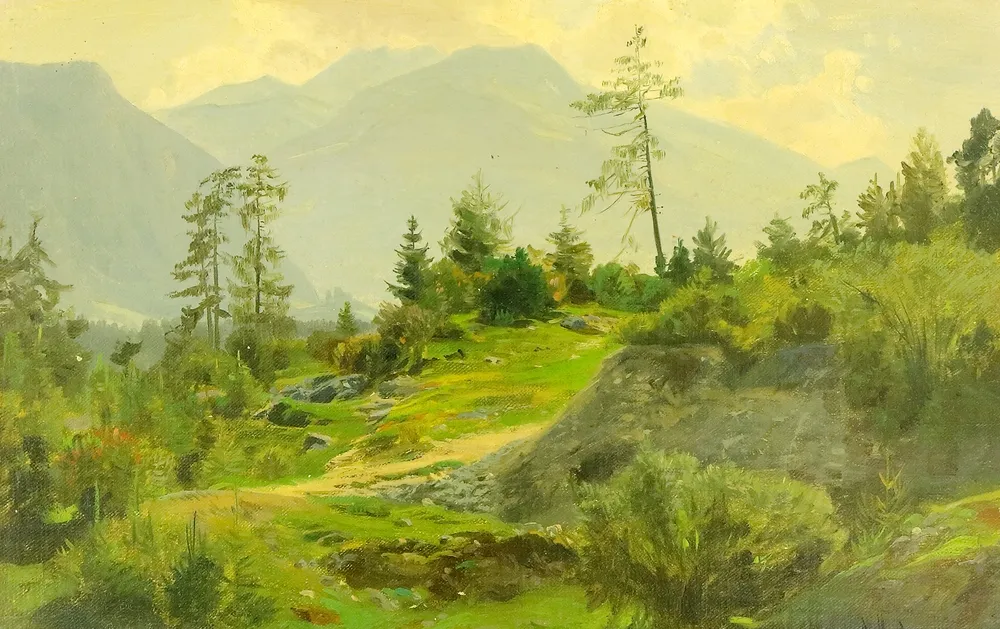 Мецнер, Альфред (1883 Ниендорф-на-Штекнице - 1905 Цвайстиммен, кантон Берн) – Горный пейзаж