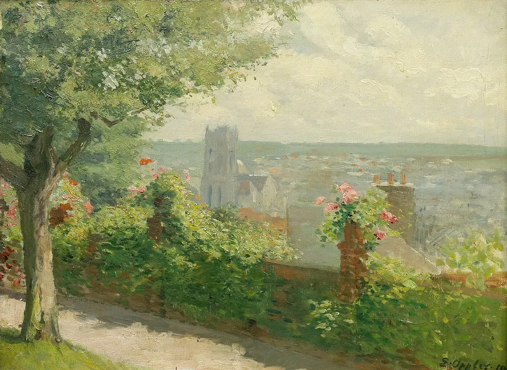 Oppler, Ernst (1867 Hanower - 1929 Berlin) – Widok z tarasu na katedrę w Dieppe, Francja
