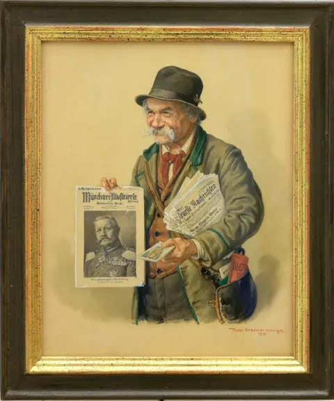 Krämer, Peter II (1857 Philadelphia - 1936 Dießen am Ammersee) – Prodavač novin