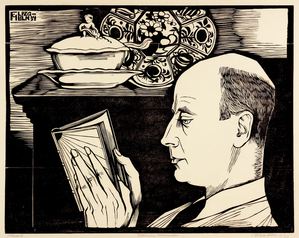 Felixmüller, Conrad (1897 Dresden - 1977 Berlijn) – Portret van Hanns-Conon von der Gabelentz (1934). Houtsnede