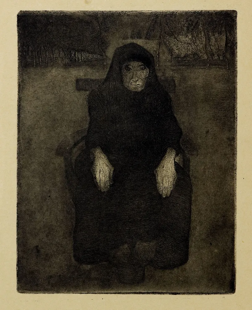 Modersohn-Becker, Paula (1876 Dresden - 1907 Worpswede) – Sitzende Alte, auch Swart war de Nacht